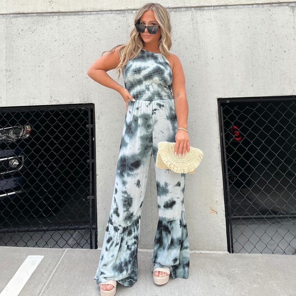 Green tie dye jumpsuit